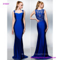 Beautiful Back Plus Size Petite Trumpet Mermaid Queen Anne Sweep Brush Train Jersey with Beading Crystal Evening Dress